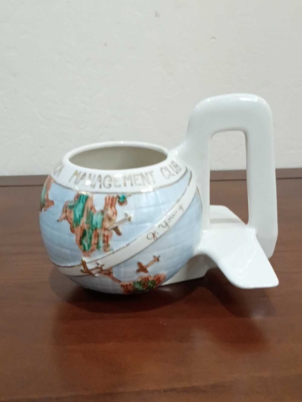 Santa Monica McDonnell Douglas Management Hand Painted Mug 1955 Vintage Aviation